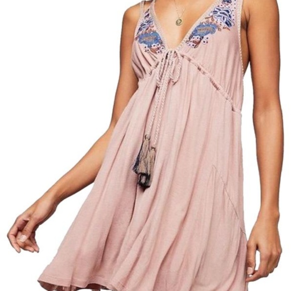 SOLD- FREE PEOPLE Dusty Mauve Lovers Mini Dress - Picture 2 of 8